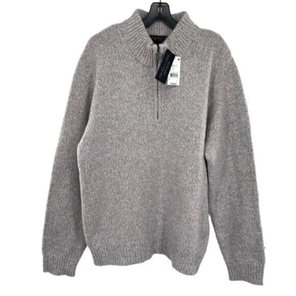 Bloomingdale’s Mens Merino Wool Quarter Zip Knit Sweater Size XL